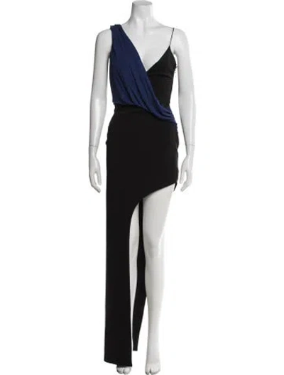 Pre-owned Versus Colorblock Pattern Long Dress In Black