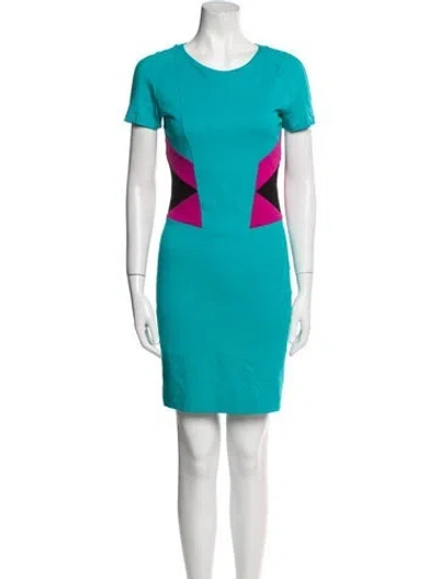 Pre-owned Versus Colorblock Pattern Mini Dress In Blue