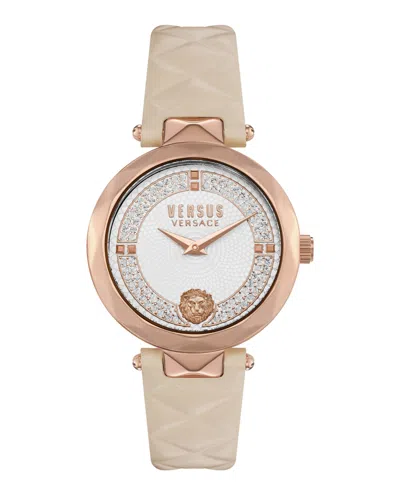 Versus Versace Covent Garden Crystal Watch Woman Wrist Watch Rose Gold Size - Stainless Steel In Beige
