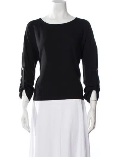 Pre-owned Versus Crew Neck Long Sleeve Top In Black