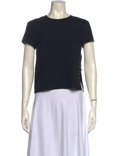 Pre-owned Versus Crew Neck Short Sleeve Crop Top In Black