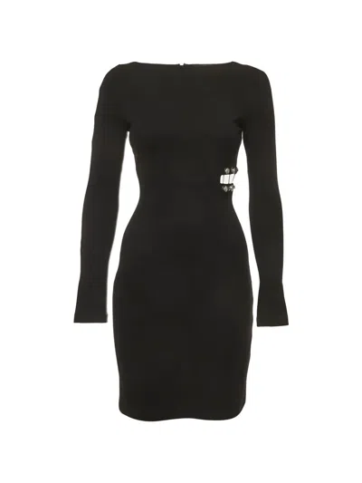 Pre-owned Versus Cut-out Stretch-knit Mini Dress In Black