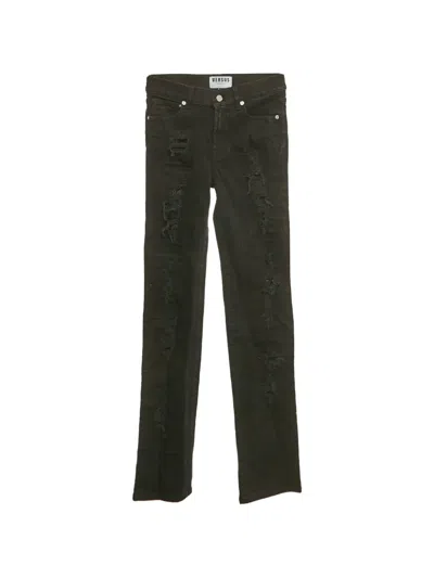 Pre-owned Versus Distressed Jeans In Black