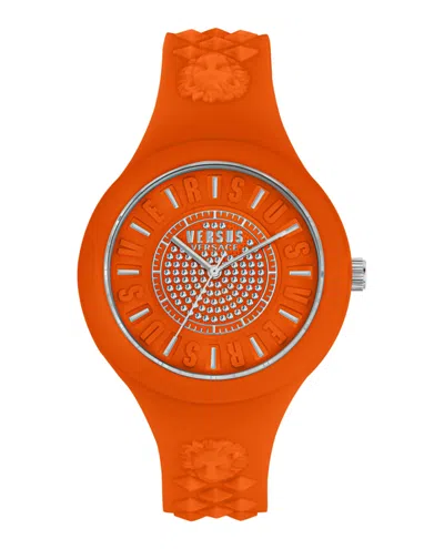Versus Fire Island Crystal Strap Watch In Orange