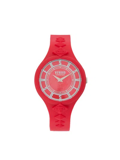 Versus Fire Island Studs Silicone Strap Watch/39mm In Red