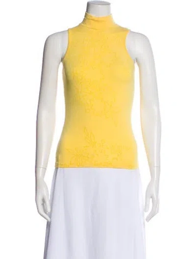 Pre-owned Versus Floral Print Turtleneck Top In Yellow