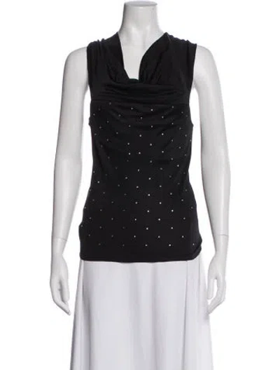 Pre-owned Versus Graphic Print Cowl Neck Top In Black