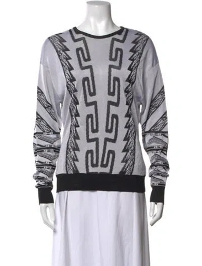 Pre-owned Versus Graphic Print Crew Neck Sweater In White