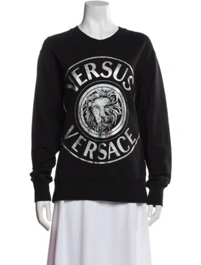 Pre-owned Versus Graphic Print Crew Neck Sweatshirt In Black