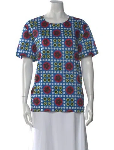 Pre-owned Versus Graphic Print Crew Neck Top In Blue