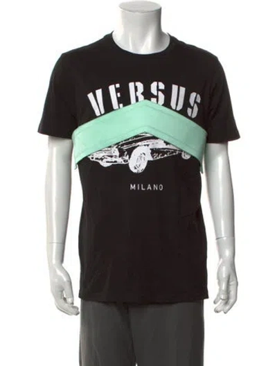 Pre-owned Versus Graphic Print Crew Neck T-shirt In Black