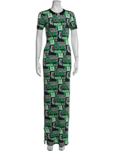 Pre-owned Versus Graphic Print Long Dress In Green