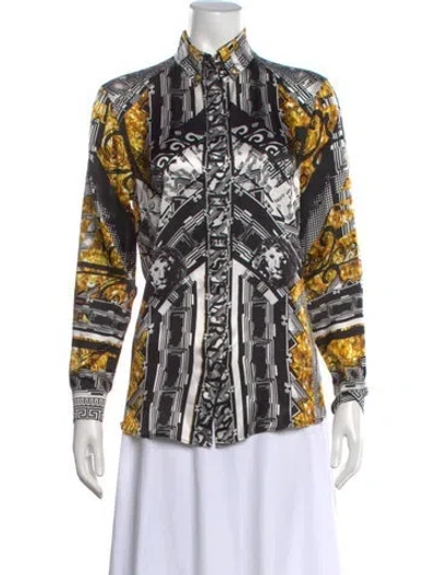 Pre-owned Versus Graphic Print Long Sleeve Top In Black