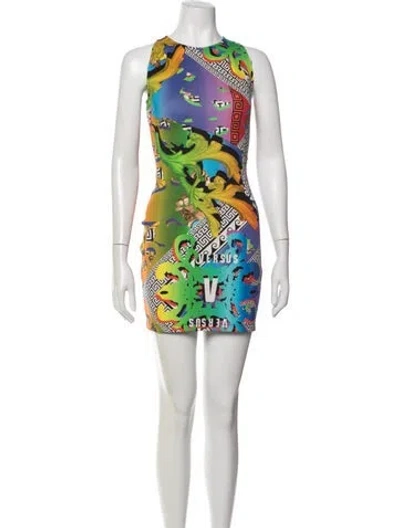 Pre-owned Versus Graphic Print Mini Dress In Multicolor