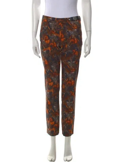 Pre-owned Versus Graphic Print Straight Leg Pants In Brown
