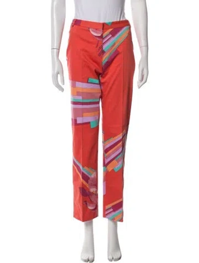 Pre-owned Versus Graphic Print Straight Leg Pants In Orange