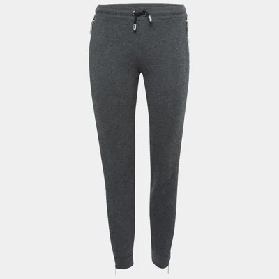 Versus Grey Cotton Zip Detail Logo Tape Trimmed Joggers Xs In Blue