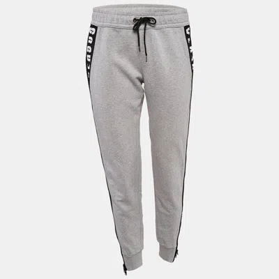 Pre-owned Versus Grey Cotton Zip Detail Track Pants M