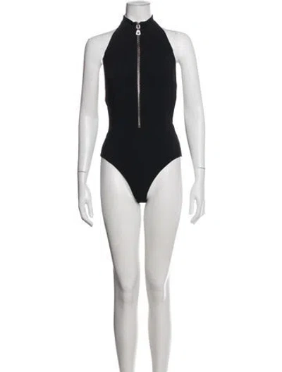 Pre-owned Versus Halterneck Sleeveless Bodysuit In Black