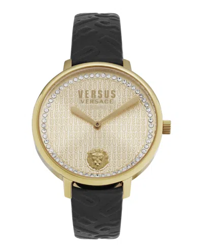 Versus La Villette Crystal Leather Watch In Multi