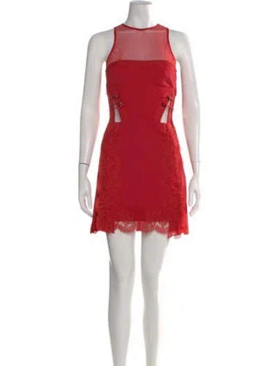Pre-owned Versus Lace Pattern Mini Dress In Red