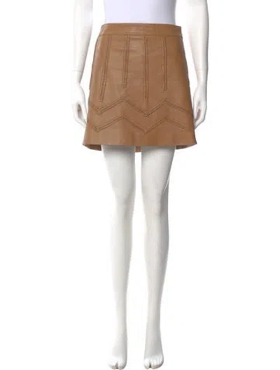 Pre-owned Versus Lamb Leather Mini Skirt In Brown