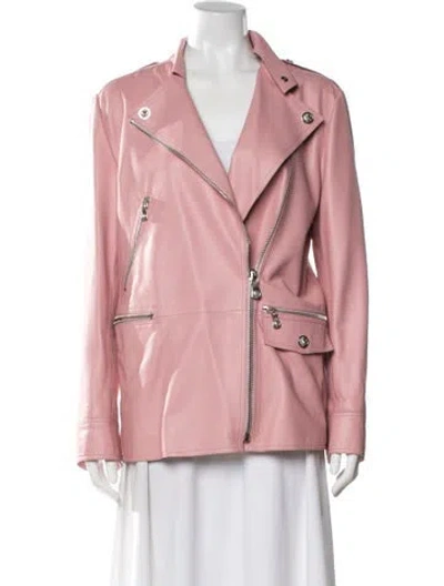 Pre-owned Versus Lambskin Biker Jacket In Pink