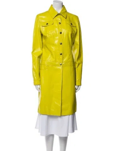 Pre-owned Versus Leather Coat In Yellow