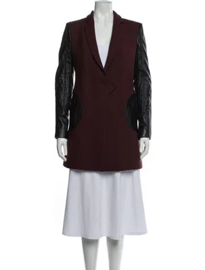 Pre-owned Versus Leather Colorblock Pattern Peacoat In Burgundy
