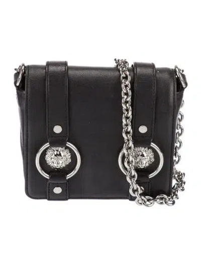 Pre-owned Versus Leather Crossbody Bag In Black