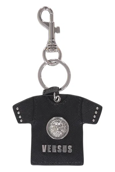 Versus Leather Keyring In Black