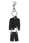 Versus Leather Keyring In Black