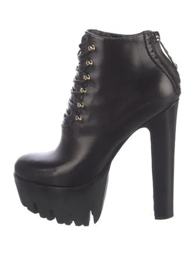 Pre-owned Versus Leather Lace-up Boots In Blue