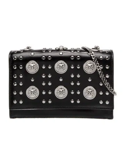 Pre-owned Versus Leather Minaudière In Black