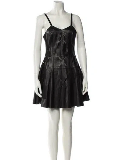 Pre-owned Versus Leather Mini Dress In Black