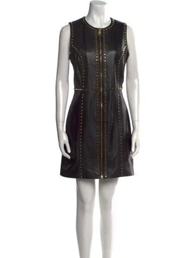 Pre-owned Versus Leather Mini Dress In Black