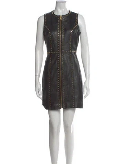 Pre-owned Versus Leather Mini Dress In Black