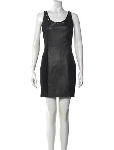 Pre-owned Versus Leather Mini Dress In Black