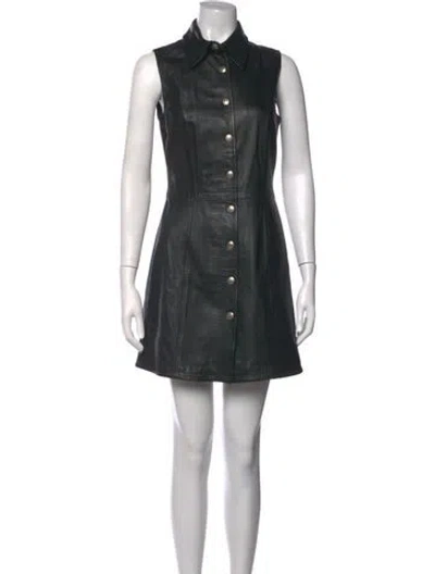 Pre-owned Versus Leather Mini Dress In Black