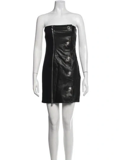 Pre-owned Versus Leather Mini Dress In Black