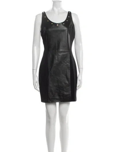 Pre-owned Versus Leather Mini Dress W/ Tags In Black