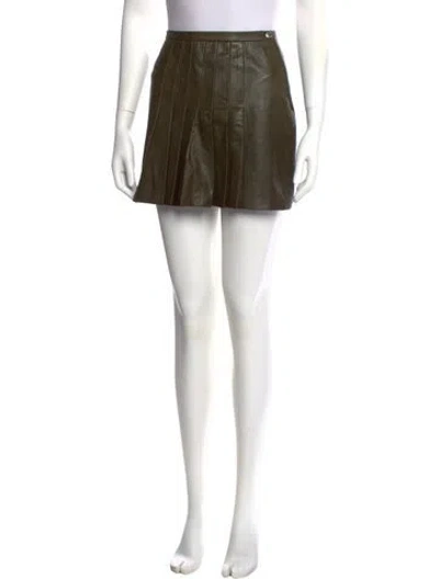 Pre-owned Versus Leather Mini Skirt In Brown