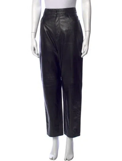 Pre-owned Versus Leather Straight Leg Pants In Blue