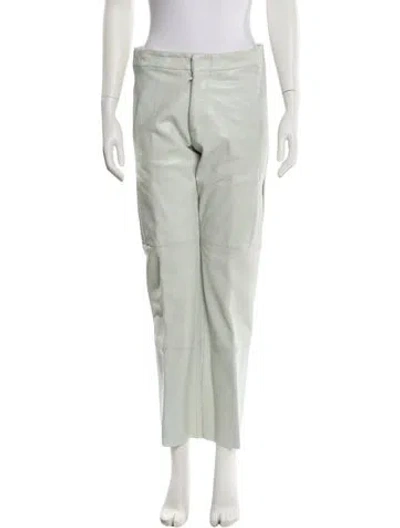 Pre-owned Versus Leather Straight Leg Pants In Green