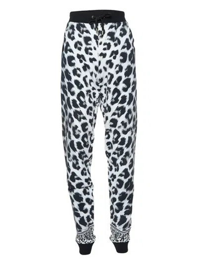 Pre-owned Versus Leopard-print Track Pants In White