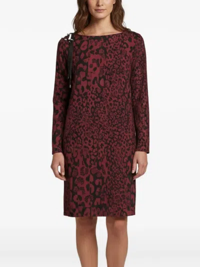 Pre-owned Versus Leopard-print Shift Midi Dress In Red