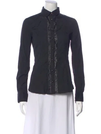 Pre-owned Versus Long Sleeve Button-up Top In Black