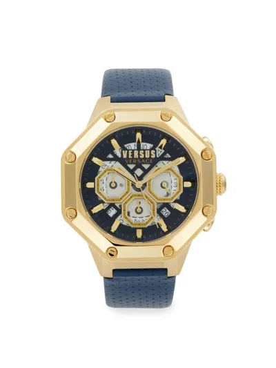 Versus Men's 45mm Stainless Steel & Leather Strap Watch In Gold