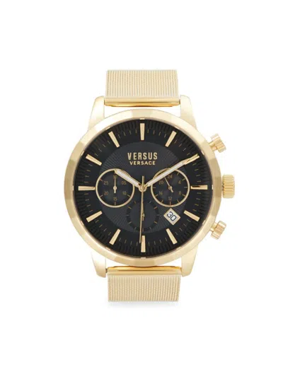 Versus Men's 46mm Ion Plated Goldtone Stainless Steel Chronograph Watch In Black