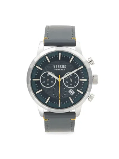 Versus Men's 46mm Stainless Steel & Leather Strap Chronograph Watch In Gray